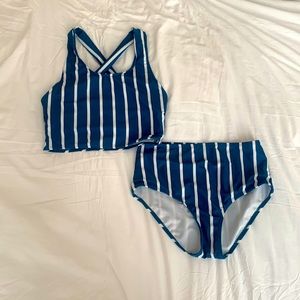 Blue and white swimsuit. Size:S